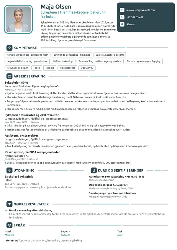 CV-eksempel for sykepleier etter karrierebytte